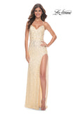 Picture of: Beautiful Prom Dress with Rhinestone and Flower Detail in Pale Yellow, Style: 31993, Detail Picture 4