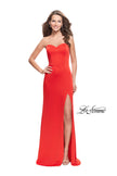 Picture of: Long Strapless Form Fitting Dress with Beaded Straps in Papaya, Style: 26253, Detail Picture 1