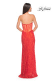 Picture of: Stretch Lace Dress with Bustier Bodice and Illusion Back in Papaya, Style: 32298, Detail Picture 2