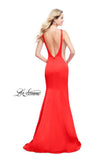 Picture of: Satin Mermaid Prom Gown with Mesh and Scoop Back in Papaya, Style: 26076, Detail Picture 3