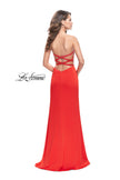 Picture of: Long Strapless Form Fitting Dress with Beaded Straps in Papaya, Style: 26253, Detail Picture 2