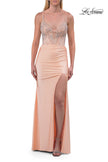 Picture of: Lace Corset Gown with High Slit and Lace-Up Back in Peach, Style: 33505, Detail Picture 17