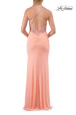Picture of: Embroidered Corset Gown with Sheer Bodice and High Slit in Peach, Style: 33783, Detail Picture 20
