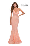 Picture of: Sequin Lace Mermaid Prom Dress with Sheer Bodice in Peach, Style: 28647, Detail Picture 3
