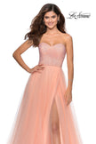 Picture of: Tulle A-line Ball Gown with Net Beaded Bodice in Peach, Style: 28559, Detail Picture 6
