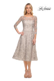 Picture of: Tea Length Dress with Full Skirt in Lace in Silver, Style: 30004, Main Picture