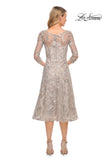 Picture of: Tea Length Dress with Full Skirt in Lace in Silver, Style: 30004, Back Picture