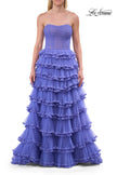 Picture of: Strapless Tiered Ruffle Tulle Gown with Slit in Periwinkle, Style: 33727, Detail Picture 9