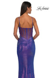 Picture of: Gorgeous Metallic Prom Dress with Ruching and Illusion Back in Periwinkle, Style: 33034, Detail Picture 12