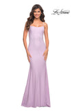 Picture of: Jewel Embellished Long Jersey Gown with Train in Purple, Style: 30563, Detail Picture 2