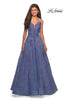 Picture of: Lace Detail Long A Line Prom Dress with Open Back in Periwinkle, Style: 27030, Detail Picture 4