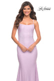 Picture of: Jewel Embellished Long Jersey Gown with Train in Purple, Style: 30563, Detail Picture 4