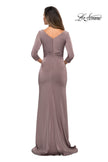 Picture of: Three Quarter Sleeve Jersey Dress with Ruching in Pewter, Style: 28197, Back Picture