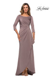 Picture of: Three Quarter Sleeve Jersey Dress with Ruching in Pewter, Style: 28197, Detail Picture 3