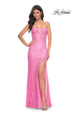 Picture of: Stretch Lace Dress with Bustier Bodice and Illusion Back in Pink, Style: 32298, Main Picture
