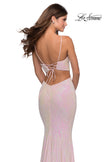 Picture of: Iridescent Sequin Gown with High Pyramid Neckline in Pink, Style: 28614, Detail Picture 2