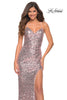 Picture of: Unique Pink and Silver Sequin Long Evening Dress in Pink Silver, Main Picture