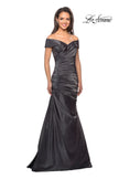 Picture of: Floor Length Off the Shoulder Gown with Ruching in Platinum, Style: 25656, Main Picture