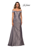 Picture of: Off the Shoulder Satin Evening Dress with Pleating, Style: 28103, Detail Picture 5