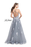 Picture of: Long Floral Lace Ball Gown with Tulle Skirt in Platinum, Style: 26236, Back Picture