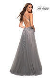 Picture of: Gorgeous Lace and Tulle Ball Gown with High Slit in Silver, Style: 30591, Back Picture
