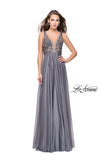 Picture of: A-line Prom Gown with Chiffon Skirt and Lace in Platinum, Style: 26061, Detail Picture 2