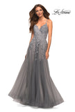 Picture of: Gorgeous Lace and Tulle Ball Gown with High Slit in Silver, Style: 30591, Detail Picture 3
