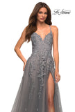 Picture of: Gorgeous Lace and Tulle Ball Gown with High Slit in Silver, Style: 30591, Detail Picture 5