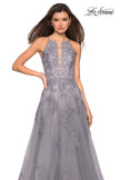 Picture of: Tulle Prom Dress with Lace Bodice and Strappy Back in Platinum, Style: 27143, Detail Picture 6