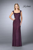 Picture of: Lace Evening Gown with Thick Straps and Beading in Plum, Style: 24891, Main Picture