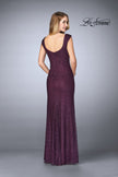 Picture of: Lace Evening Gown with Thick Straps and Beading in Plum, Style: 24891, Back Picture