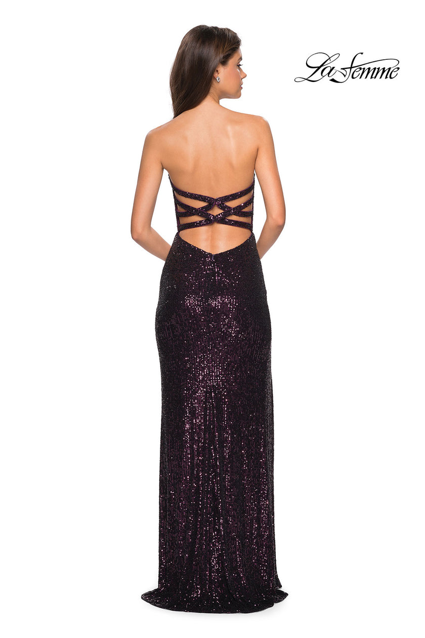 Picture of: Sultry sequin Dress with Sweetheart Strapless Top in Plum, Style: 27670, Detail Picture 2