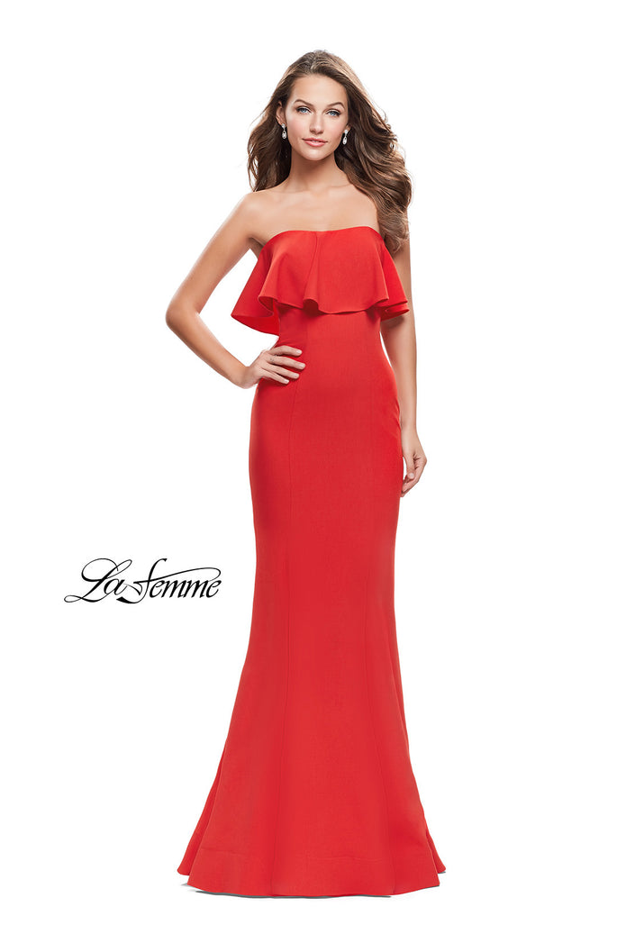 Picture of: Strapless Mermaid Prom Dress with Ruffles in Poppy Red, Style: 25419, Main Picture