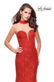 Picture of: Strapless Beaded Lace Mermaid Dress with T Back in Poppy Red, Style: 26261, Detail Picture 3