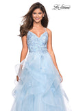Picture of: Floor Length Tulle Dress with Floral Embellishments in Powder Blue, Style: 27579, Detail Picture 4