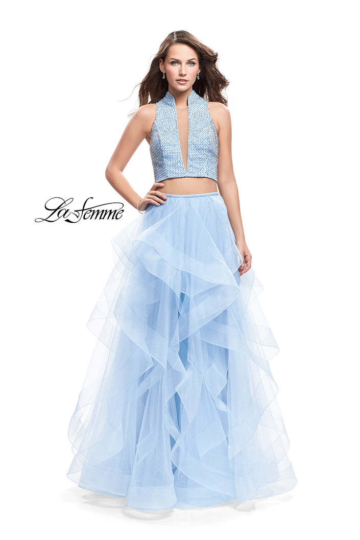 Picture of: Two Piece Ball Gown with Tulle Skirt and Beaded Top in Powder Blue, Style: 26240, Main Picture