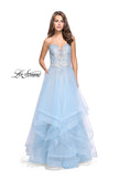 Picture of: Strapless Ruffle Tulle Ball Gown with Beaded Lace Bodice in Powder Blue, Style: 25515, Detail Picture 2