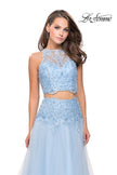 Picture of: Beaded and Lace Two Piece Dress With Tulle Skirt in Powder Blue, Style: 26309, Detail Picture 2