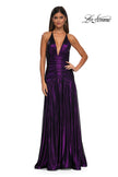 Picture of: Beautiful Long Metallic Net Jersey Gown with Flattering Ruching in Purple, Style: 32887, Detail Picture 8