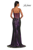 Picture of: Gorgeous Metallic Prom Dress with Ruching and Illusion Back in Purple, Style: 33034, Detail Picture 8