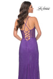 Picture of: Rhinestone Fishnet Dress with Illusion Bodice and Boning in Dark Berry, Style: 32247, Detail Picture 12