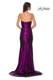 Picture of: Strapless Draped Neckline Prom Dress in Metallic Jersey in Purple , Style 32828, Detail Picture 13