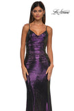 Picture of: Gorgeous Metallic Prom Dress with Ruching and Illusion Back in Purple, Style: 33034, Detail Picture 15