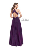 Picture of: Long Sparkling Prom Dress with High Neck and Cut Outs in Purple, Style: 26073, Back Picture