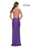 Picture of: Stretch Sequin Dress with Open Back in Purple, Style: 31209, Back Picture