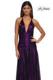 Picture of: Beautiful Long Metallic Net Jersey Gown with Flattering Ruching in Purple, Style: 32887, Detail Picture 22