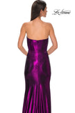 Picture of: Strapless Draped Neckline Prom Dress in Metallic Jersey in Purple , Style 32828, Detail Picture 25