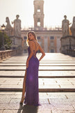 Picture of: Rhinestone Fishnet Dress with Illusion Bodice and Boning in Dark Berry, Style: 32247, Detail Picture 3