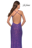 Picture of: Stretch Sequin Dress with Open Back in Purple, Style: 31209, Detail Picture 5