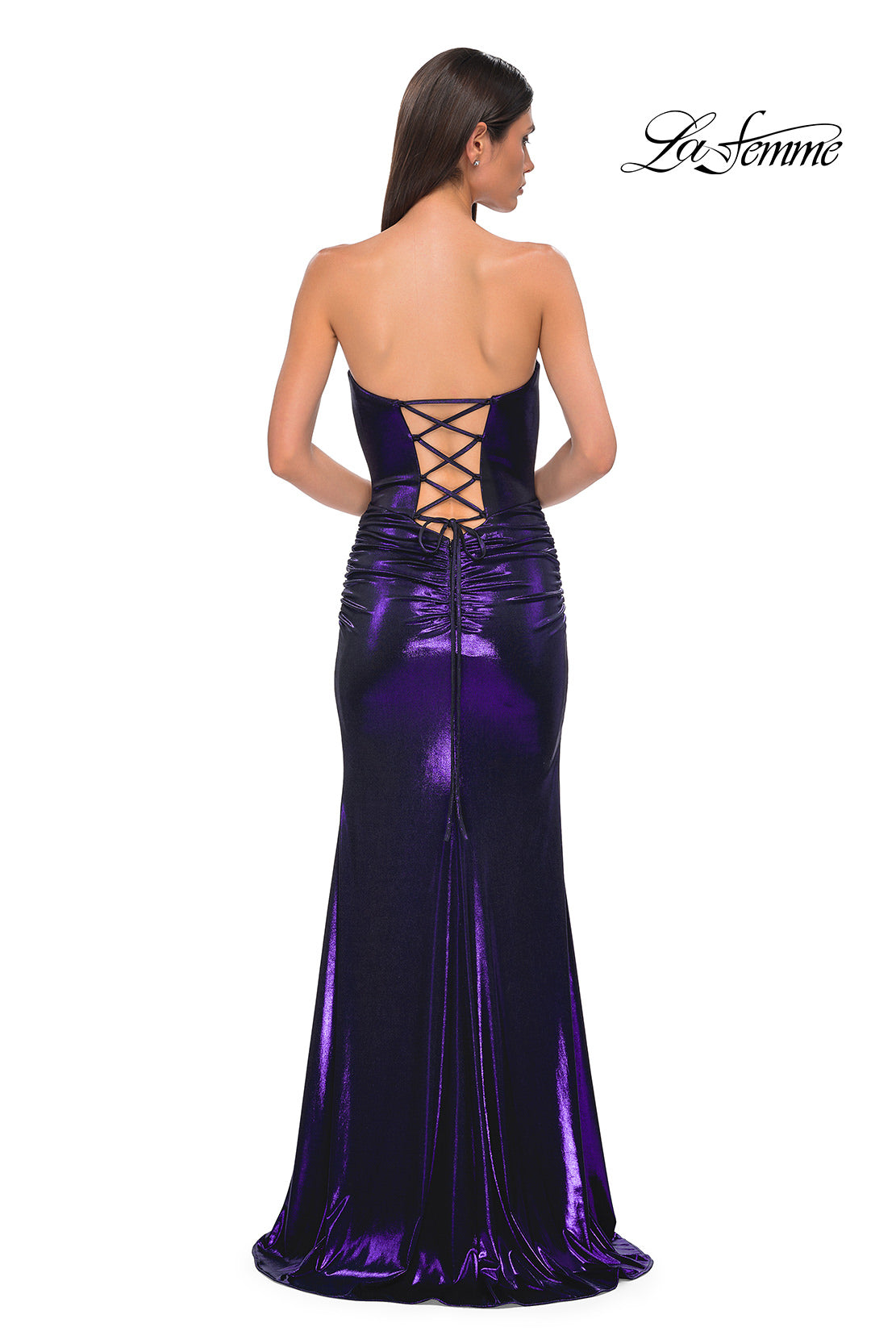 Picture of: Stunning Metallic Prom Dress with Sweetheart Neckline in Purple , Style 32757, Detail Picture 6